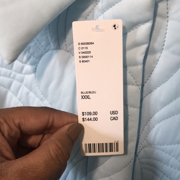 NWT Urban Outfitters UO Sasha Quilted Bomber Jacket Blue XXXL Relaxed Fit Crop - Picture 14 of 14